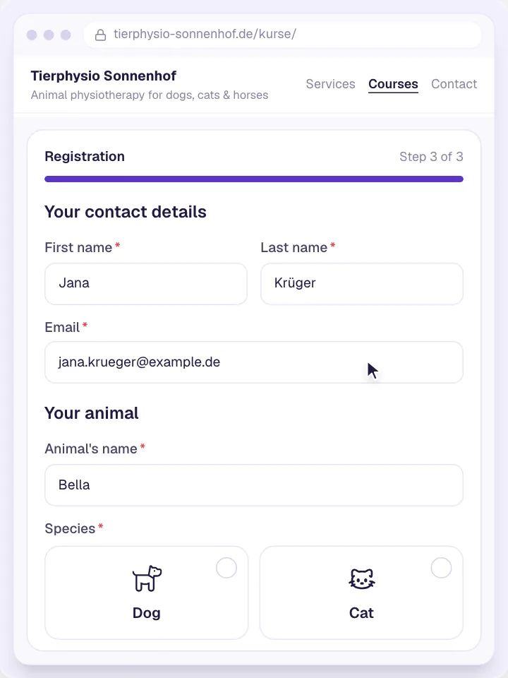Sign-up right on your website