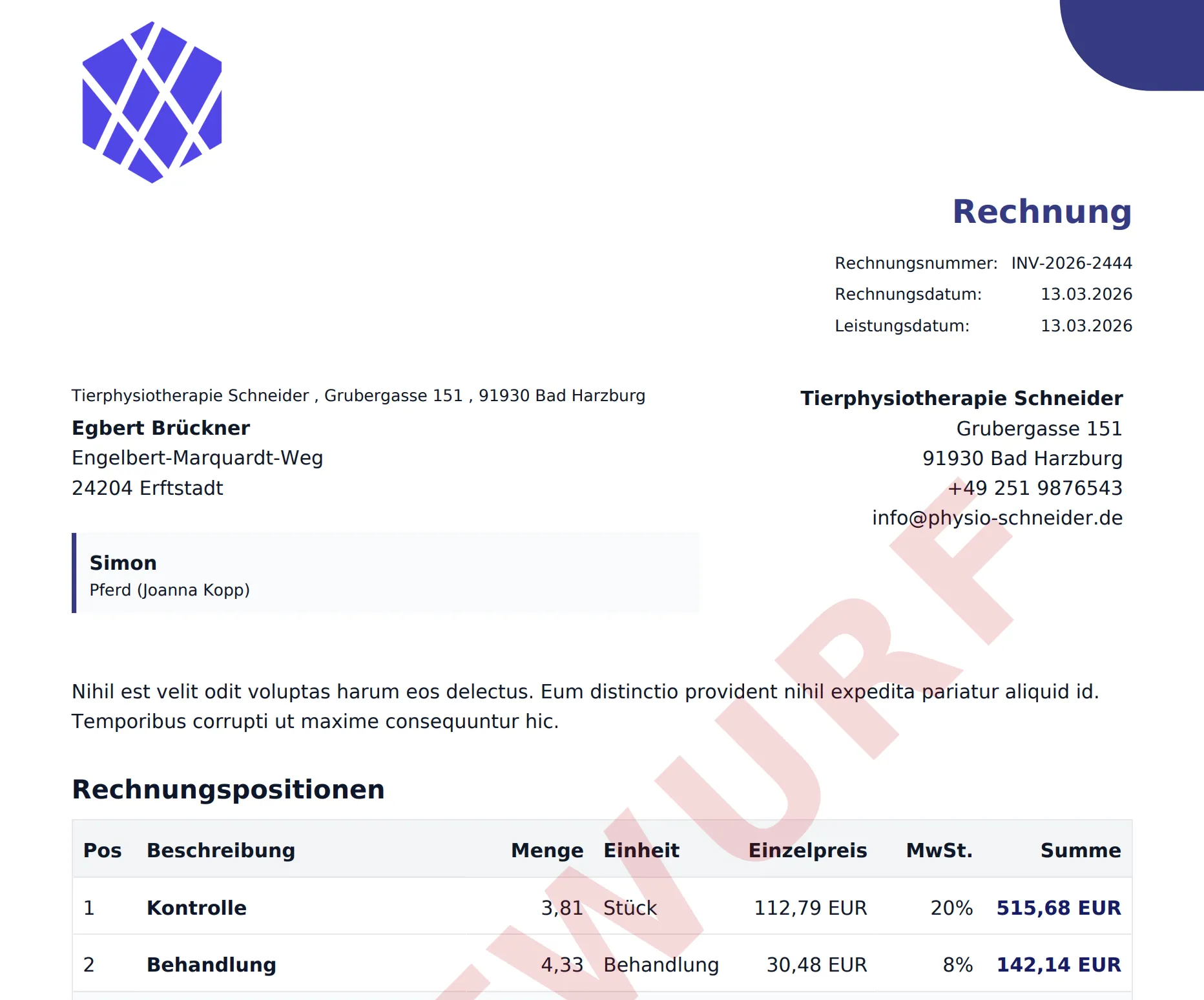 Multi-practitioner invoices