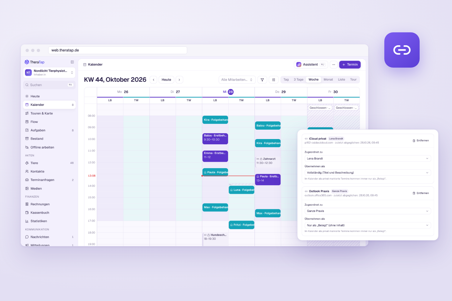 Connect your Apple and Outlook calendars to TheraTap