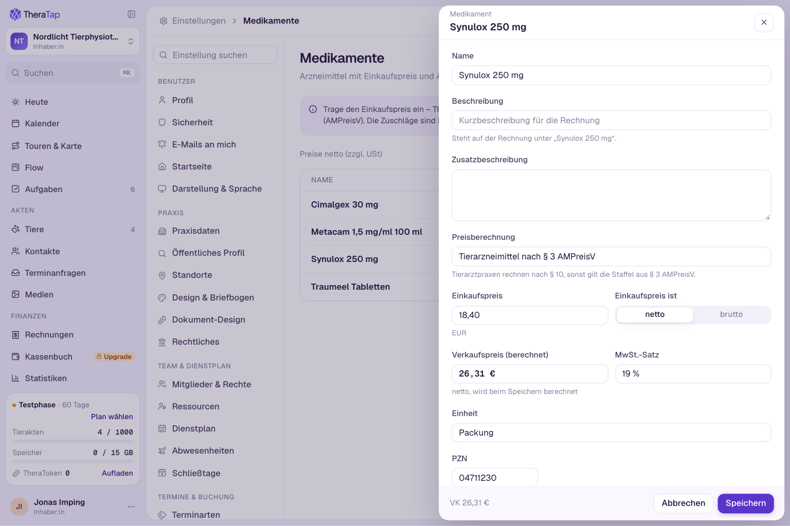 Medications: sale price calculated automatically (AMPreisV)