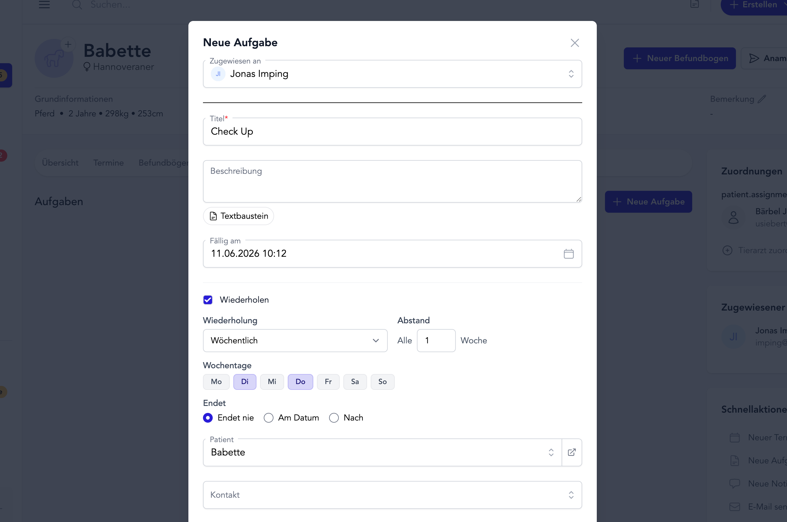 Recurring Tasks in TheraTap