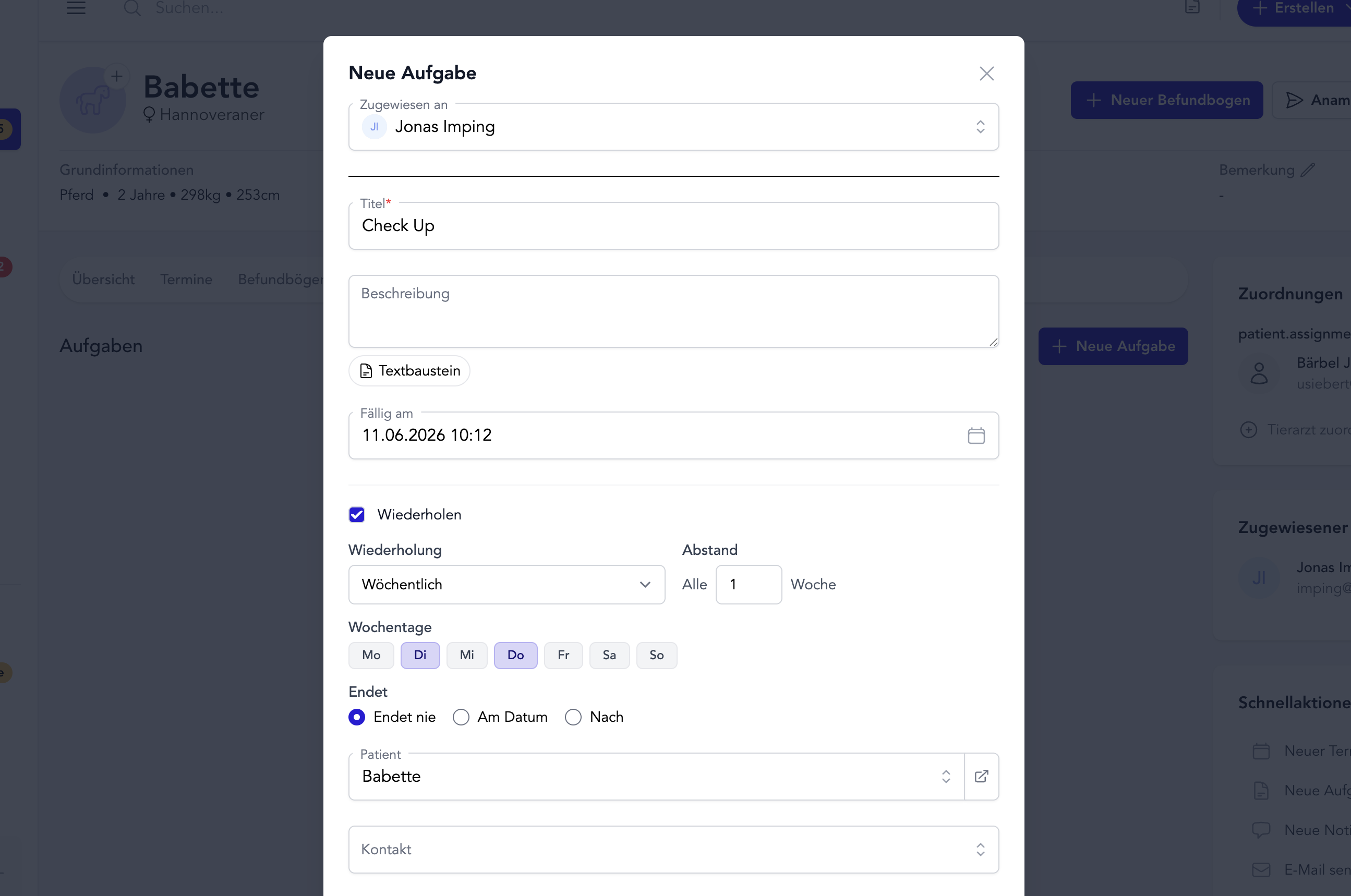 Recurring Tasks in TheraTap