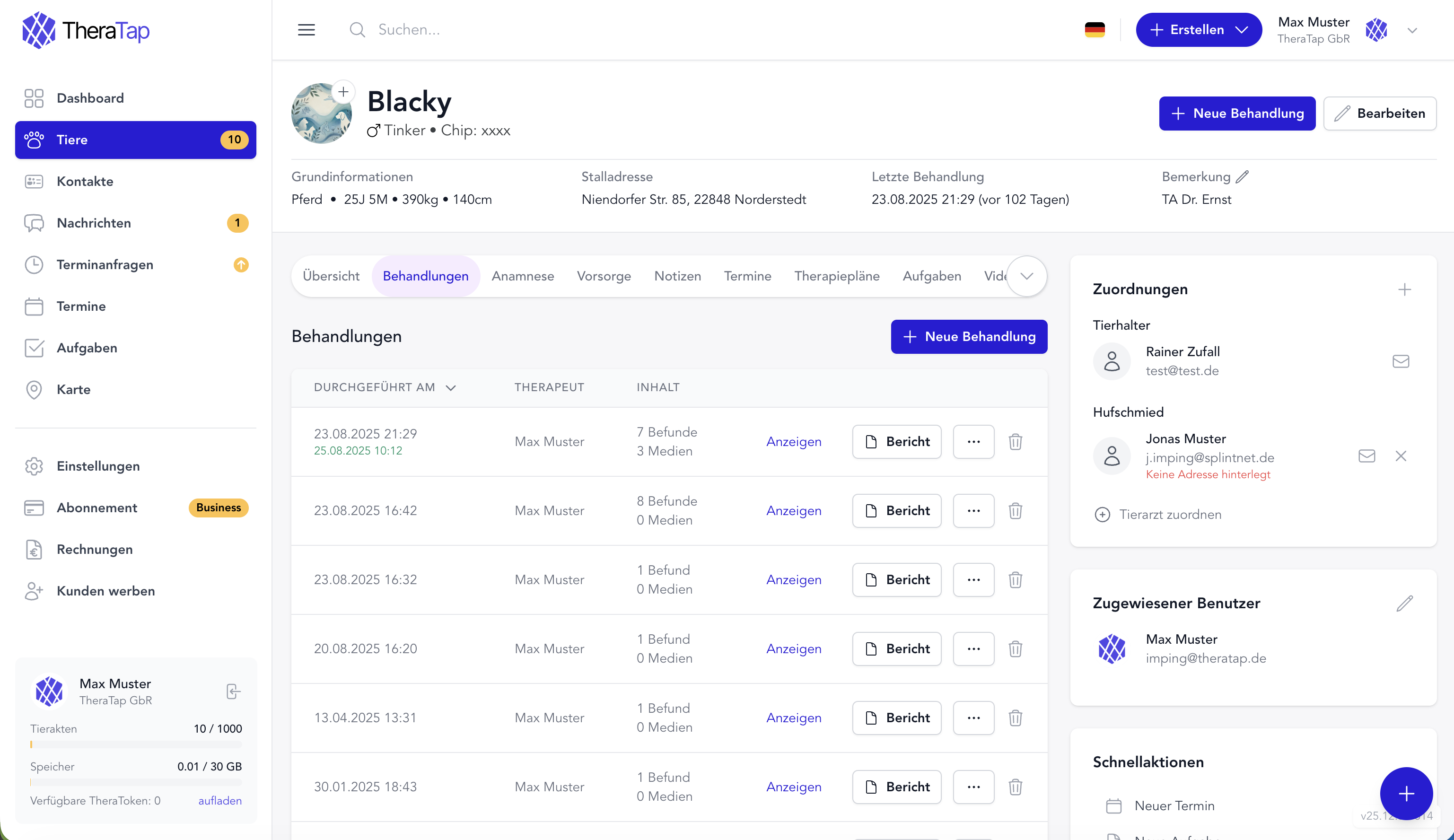 TheraTap App Screenshot